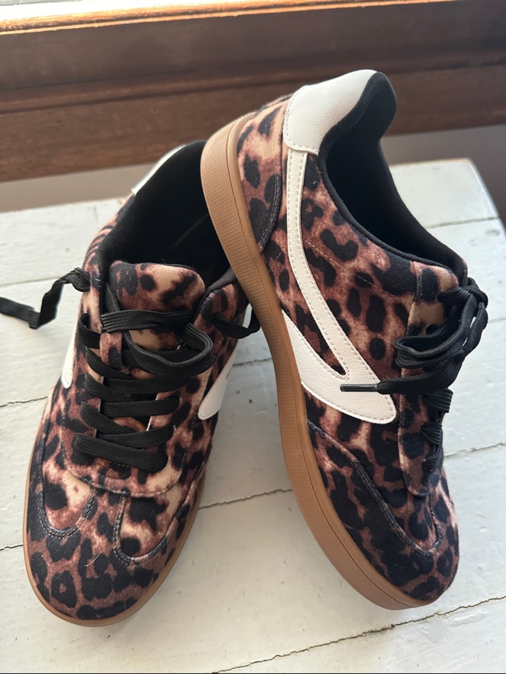 Dolce Vita Leopard-Print Low Top Sneakers with Black and White Trim